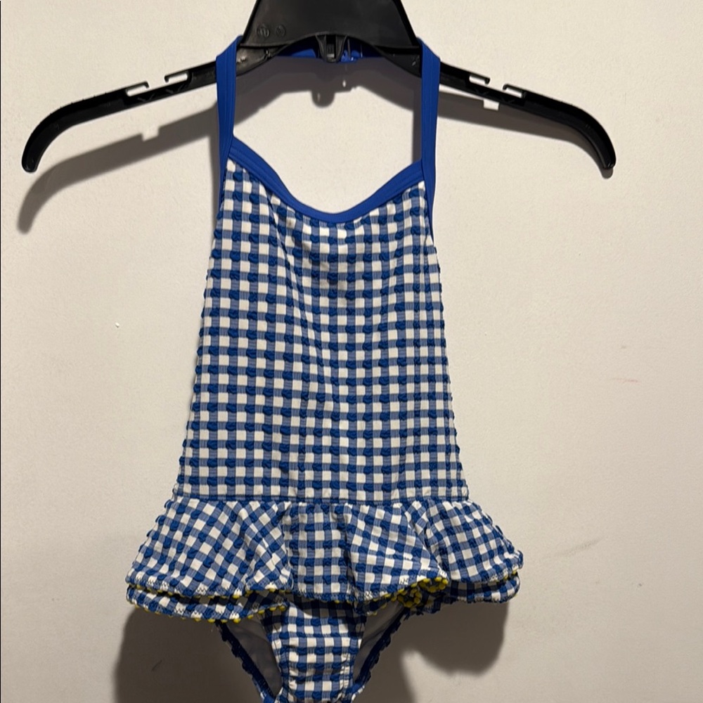 Mini Boden Blue Gingham Kids Swimwear